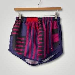 Nike Pink Red Purple & Black Funky Geometric Patterned Dri-Fit Athletic Shorts